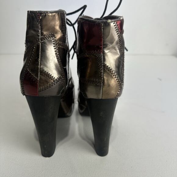 jeffrey campbell patchwork Patch litas platform bootie lace up boots size 6.5 - Picture 6 of 9